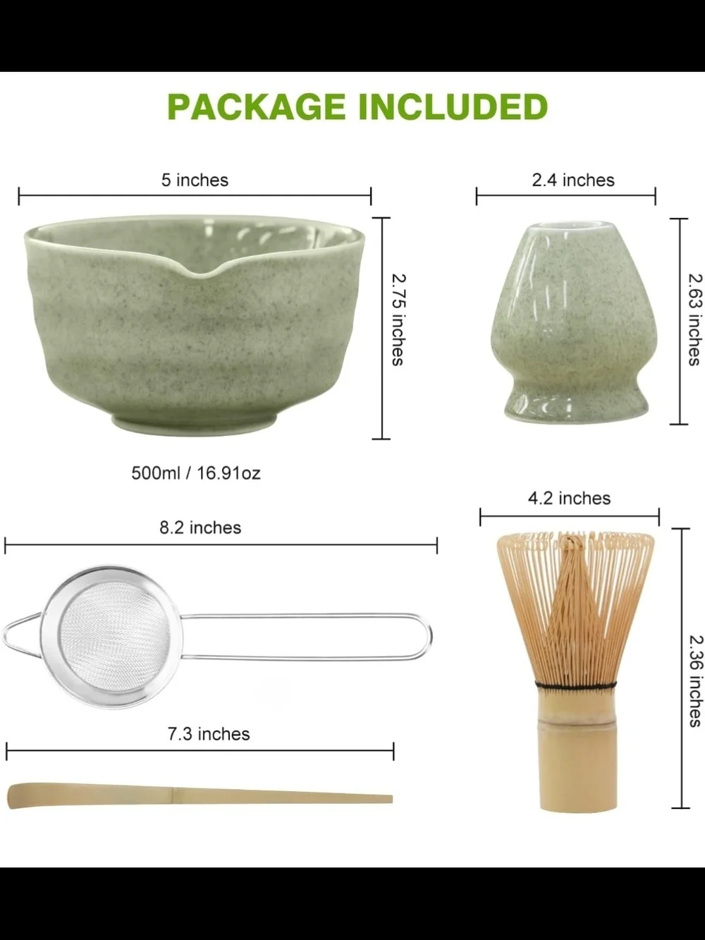 Matcha Whisk Set - Green Bamboo Matcha Tea Accessories